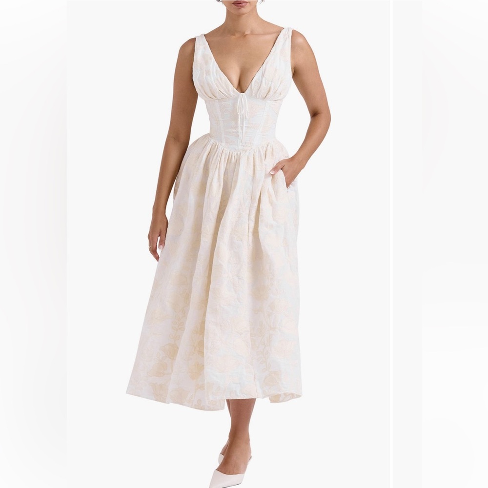 House of CB Ivory Emmelina Embroidered Corset Bodice Cocktail Dress